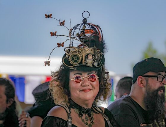 a woman in a steampunk costume